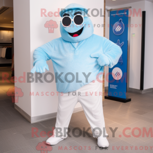 Fantasia de mascote Sky Blue Ghost com bermuda e abotoaduras - Mascotes fantasmas - REBROKO_295215 - RedBrokoly.com