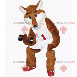 Fox mascot in basketball outfit - Redbrokoly.com