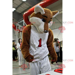 Fox mascote em roupa de basquete - Redbrokoly.com