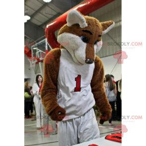 Fox mascot in basketball outfit - Redbrokoly.com