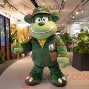 Groen Bison-mascottekostuum...