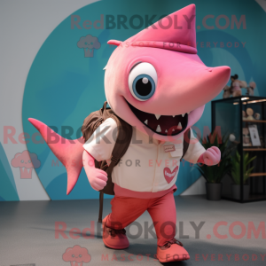 Rosa Shark-maskotdraktfigur...