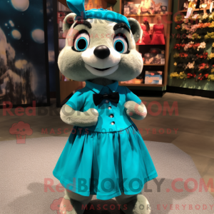 Teal Meerkat mascot costume...