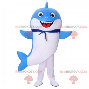 Modrý žralok maskot s úsměvem - Redbrokoly.com