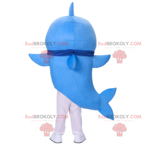 Blå haj maskot smilende - Redbrokoly.com