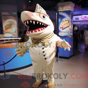 Cream Shark-mascottekostuum...