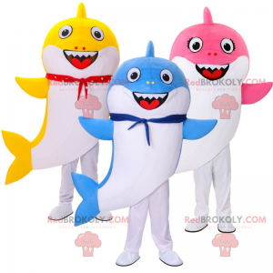 Mascota de tiburón azul sonriendo - Redbrokoly.com