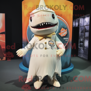 Cream Shark-mascottekostuum...