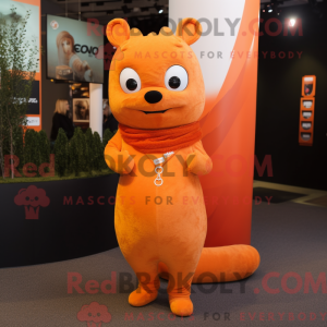 Orange Hermelin maskot...