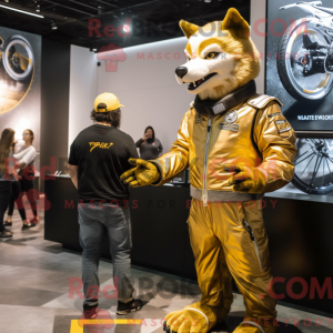 Gold Wolf-maskotdraktfigur...