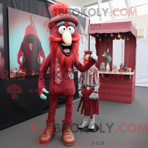 Maroon Stilt Walker mascot...