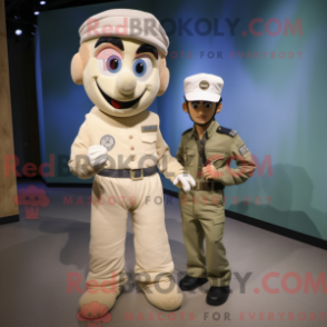 Fantasia de mascote Para Commando bege com calça boyfriend e faixas de cabelo - Mascotes do Para Commando - RedBrokoly.com
