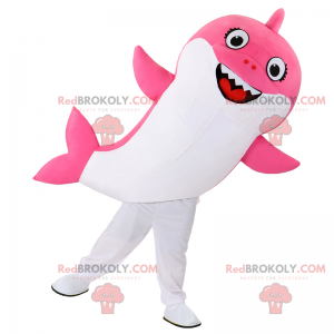 Mascotte de requin rose souriant - Redbrokoly.com