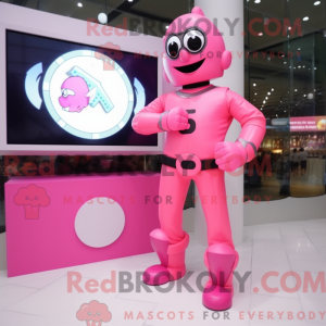 Pink Superhelte maskot...