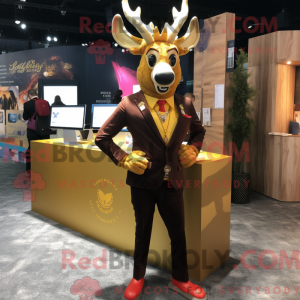 Gold Elk mascot costume...