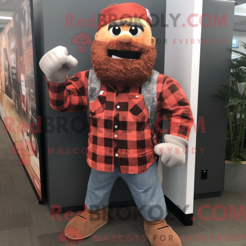 Fantasia de mascote Rust Commando com camisa xadrez e pulseiras - Mascotes de comando - REBROKO_295530 - RedBrokoly.com