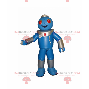 Blauwe robotmascotte en rode ogen - Redbrokoly.com