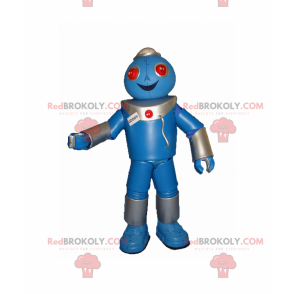 Blue robot mascot and red eyes - Redbrokoly.com