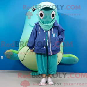 Green Blue Whale maskot...