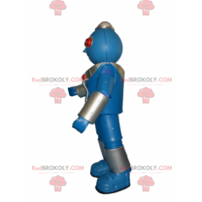 Blauwe robotmascotte en rode ogen - Redbrokoly.com