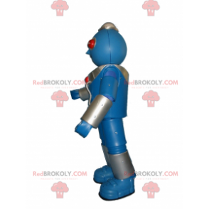 Blue robot mascot and red eyes - Redbrokoly.com