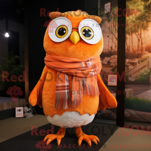 Orange ugle maskot kostume...
