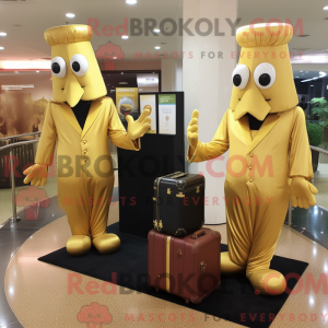Gold Aglet mascot costume...