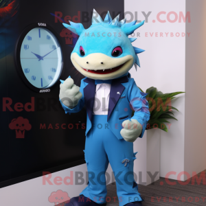 Blå Axolotls maskot kostume...