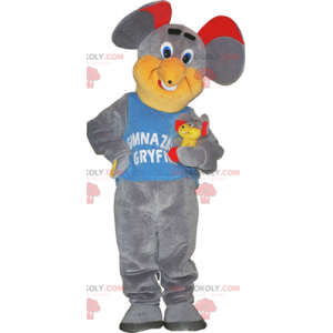 Gray mouse mascot and red ear - Redbrokoly.com