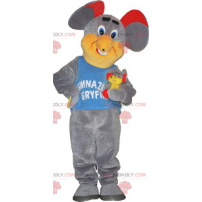 Szara mysz maskotka i czerwone ucho - Redbrokoly.com