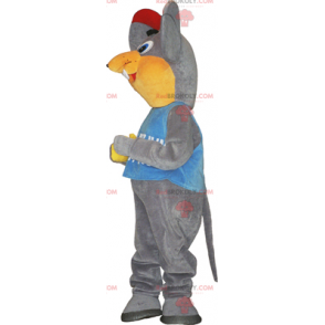 Mascotte del topo grigio e orecchio rosso - Redbrokoly.com