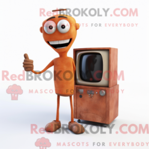 Fantasia de mascote de Rust Television com camisa polo e broches - Mascotes da televisão - REBROKO_295858 - RedBrokoly.com