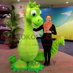 Lime Green Seahorse mascot...