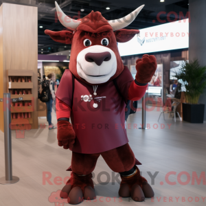 Maroon Zebu maskot kostume...