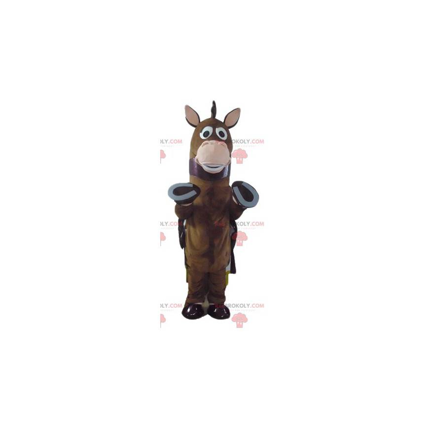 Bruin veulen paard mascotte met een cape - Redbrokoly.com