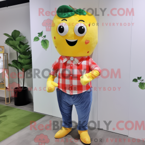 Gul jordbær maskot kostume...
