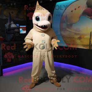 Beige sværdfisk maskot...
