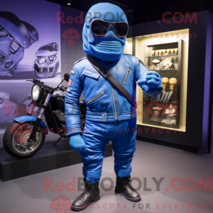 Blue Mummy mascot costume...