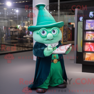 Grøn tryllekunstner maskot...