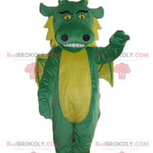 Mascotte de dragon vert et jaune géant - Redbrokoly.com