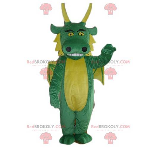 Mascote gigante dragão verde e amarelo - Redbrokoly.com