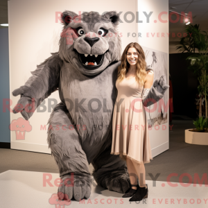 Grå Smilodon maskot kostume...