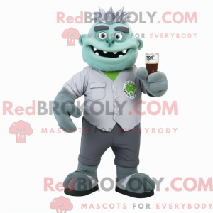 Grå grønn øl maskot kostyme...