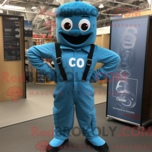 Fantasia de mascote Cyan Para Commando com macacão e presilhas de sapato - Mascotes do Para Commando - RedBrokoly.com