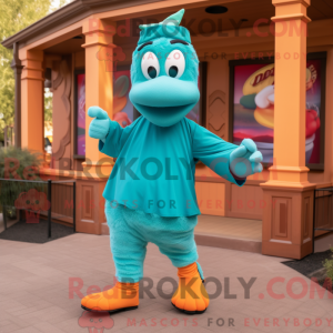 Teal Goulash mascot costume...