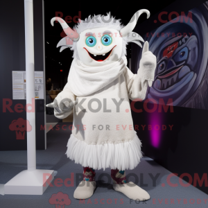 Hvit Demon maskot drakt...