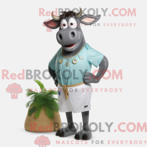 Grå Zebu maskot kostume...
