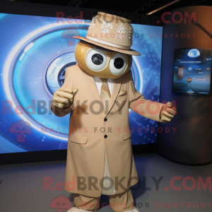 Fantasia de mascote Gyro bege com terno e abotoaduras - Mascotes giroscópios - REBROKO_296207 - RedBrokoly.com