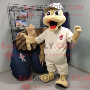 Beige haan mascottekostuum...