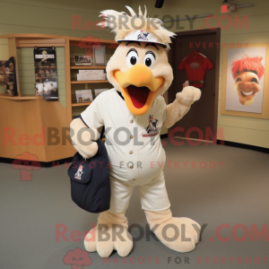 Beige haan mascottekostuum...